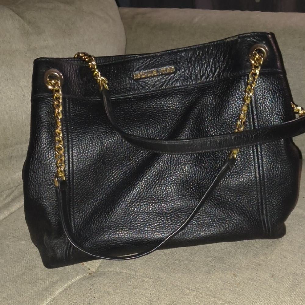 Michael Kors Black Shoulder Bag with Gold Chain